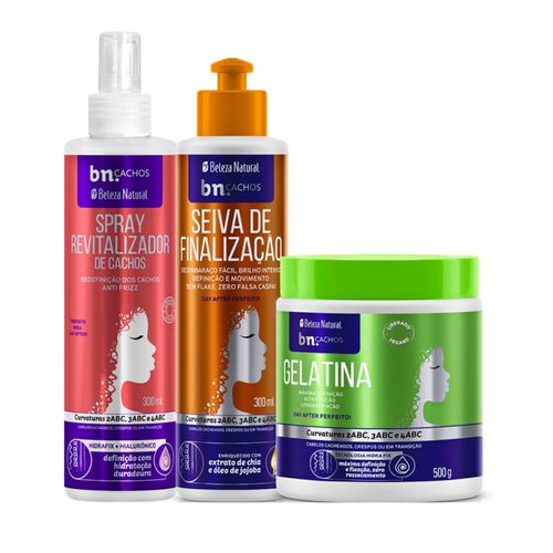 Kit Trio Spray Revitalizador de Cachos + Seiva + Gelatina (3 itens) | bn.Cachos Kit Trio Spray Revitalizador de Cachos + Seiva + Gelatina (3 itens) | bn.Cachos